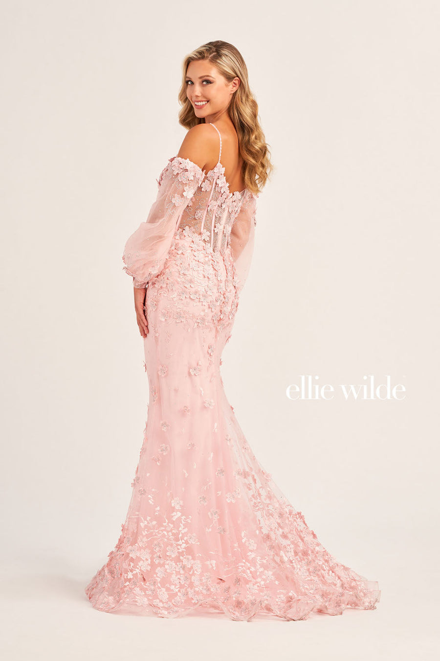 Ellie Wilde EW35107 prom dress images.  Ellie Wilde EW35107 is available in these colors: Light Blue, Lavender, Blush.