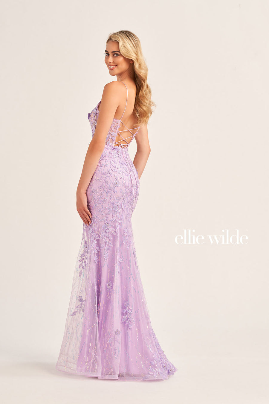 Ellie Wilde EW35110 prom dress images.  Ellie Wilde EW35110 is available in these colors: Hot Pink, Lilac, Red.