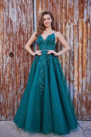 Ellie Wilde EW35113 prom dress images.  Ellie Wilde EW35113 is available in these colors: Emerald, Magenta, Ivory Petal.