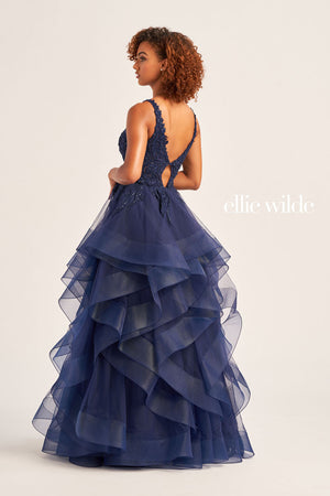 Ellie Wilde EW35119 prom dress images.  Ellie Wilde EW35119 is available in these colors: Royal Blue, Petal, Emerald, Navy Blue.