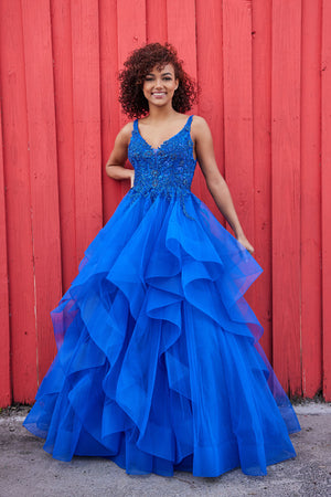 Ellie Wilde EW35119 prom dress images.  Ellie Wilde EW35119 is available in these colors: Royal Blue, Petal, Emerald, Navy Blue.