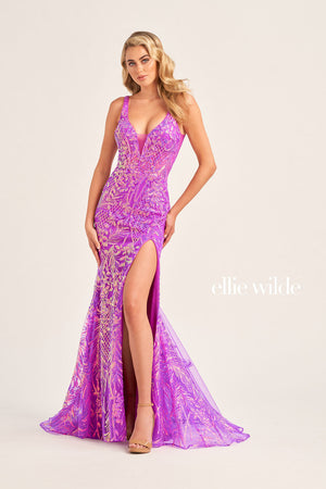 Ellie Wilde EW35201 prom dress images.  Ellie Wilde EW35201 is available in these colors: Hot Pink, Light Blue, Purple Rain, Orange, Ocean Blue.