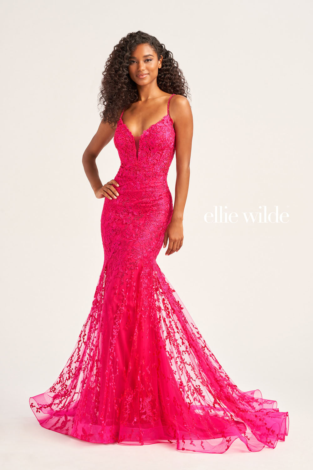 Ellie Wilde EW35221 prom dress images.  Ellie Wilde EW35221 is available in these colors: Light Blue, Strawberry, Magenta, Emerald, Sage.