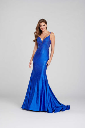 Ellie Wilde EW120012 prom dress images.  Ellie Wilde EW120012 is available in these colors: Ruby, Royal Blue, English Rose, Black, Jade, Lilac.