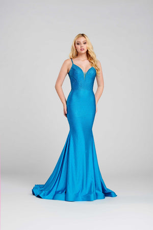 Ellie Wilde EW120012 prom dress images.  Ellie Wilde EW120012 is available in these colors: Ruby, Royal Blue, English Rose, Black, Jade, Lilac.