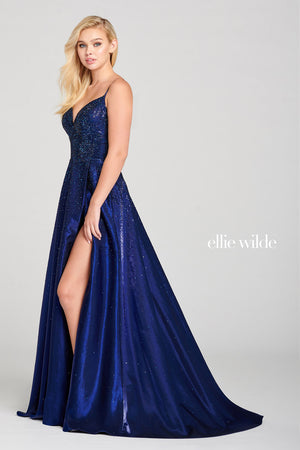 Ellie Wilde EW121001 prom dress images.  Ellie Wilde EW121001 is available in these colors: Silver, Black, Ruby, Pink Lemonade, Sapphire.