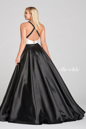 Ellie Wilde EW121039 prom dress images.  Ellie Wilde EW121039 is available in these colors: Black White.