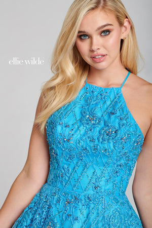 Ellie Wilde EW121042 prom dress images.  Ellie Wilde EW121042 is available in these colors: Ocean.
