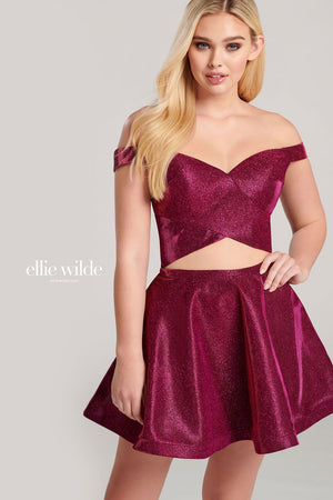 Ellie Wilde EW22018S prom dress images.  Ellie Wilde EW22018S is available in these colors: Sapphire, Aqua, Magenta, Galactic Purple.