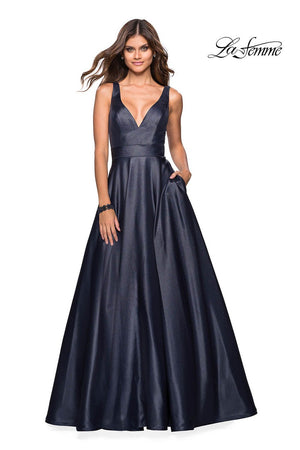 Gigi by La Femme 27202 prom dress images.  Gigi by La Femme 27202 is available in these colors: Burgundy, Navy, Platinum.