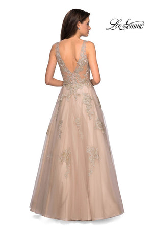 Gigi by La Femme 27647 prom dress images.  Gigi by La Femme 27647 is available in these colors: Navy, Nude.