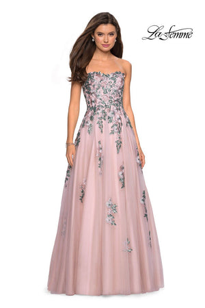 Gigi by La Femme 27816 prom dress images.  Gigi by La Femme 27816 is available in these colors: Blush.