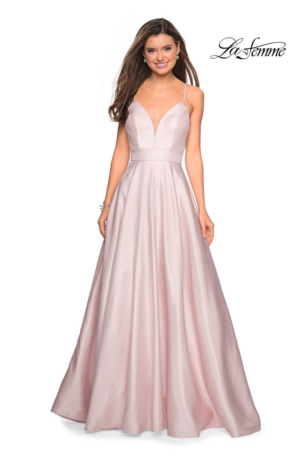 Powder pink prom dress sales