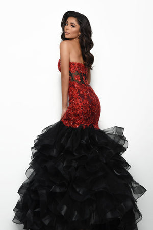 Jasz Couture 7025 prom dress images.  Jasz Couture 7025 is available in these colors: Black Red, Wine, Yellow.