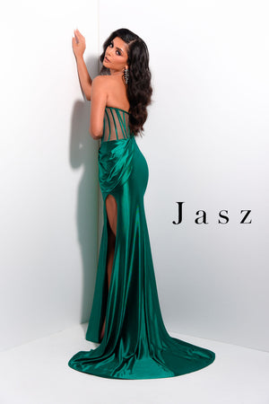 Jasz Couture 7200 prom dress images.  Jasz Couture 7200 is available in these colors: Emerald,  White,  Red.