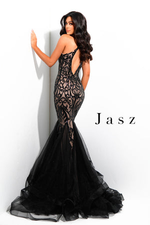 Jasz Couture 7304 prom dress images.  Jasz Couture 7304 is available in these colors: Black Nude.