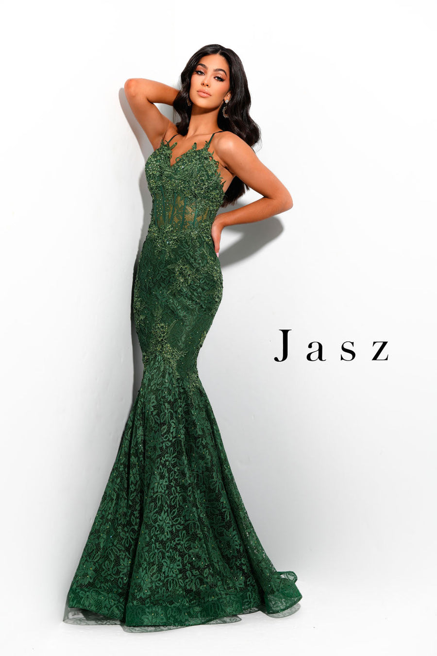 Jasz Couture 7306 prom dress images.  Jasz Couture 7306 is available in these colors: Black,  Olive,  Red,  Royal,  White.