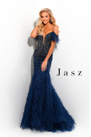 Jasz Couture 7310 prom dress images.  Jasz Couture 7310 is available in these colors: Burgundy Gunmetal,  Navy,  Nude White.