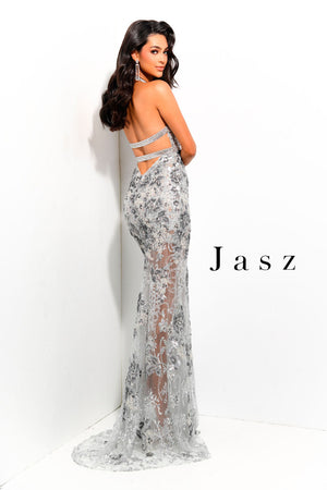 Jasz Couture 7348 prom dress images.  Jasz Couture 7348 is available in these colors: Gold,  Royal,  Silver.