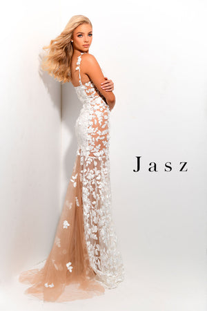 Jasz Couture 7351 prom dress images.  Jasz Couture 7351 is available in these colors: White Nude.