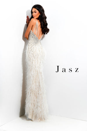 Jasz Couture 7366 prom dress images.  Jasz Couture 7366 is available in these colors: Light Blue,  White Nude.