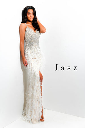 Jasz Couture 7366 prom dress images.  Jasz Couture 7366 is available in these colors: Light Blue,  White Nude.