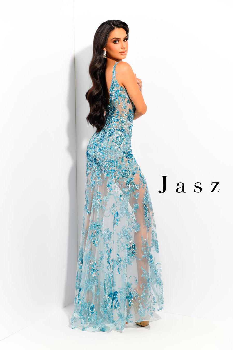 Jasz Couture 7367 prom dress images.  Jasz Couture 7367 is available in these colors: Gold,  Sky Blue.