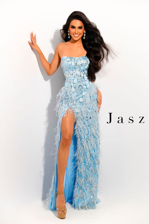 Jasz Couture 7397 prom dress images.  Jasz Couture 7397 is available in these colors: Sky Blue.