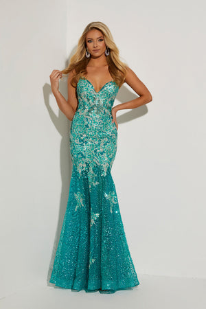 Jasz Couture 7420 prom dress images.  Jasz Couture 7420 is available in these colors: Purple, Sky Blue, Jade.