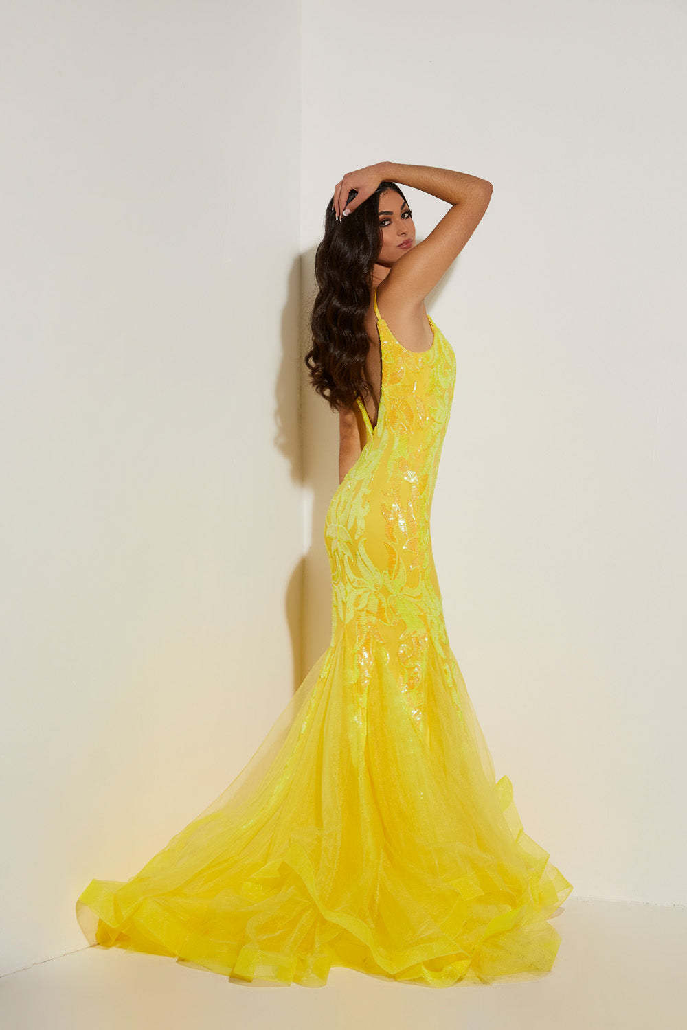 Jasz Couture 7443 prom dress images.  Jasz Couture 7443 is available in these colors: Fuchsia, Ocean Blue, Pink, Orange, Sky Blue, Yellow, Black Silver.