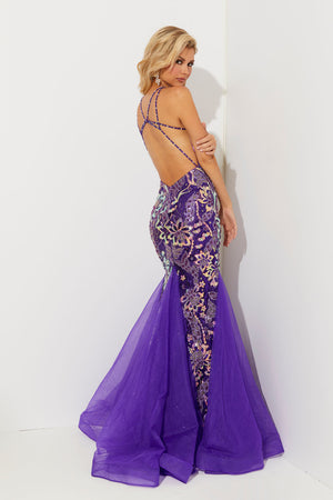 Jasz Couture 7515 prom dress images.  Jasz Couture 7515 is available in these colors: Black Multi, Emerald,Purple.