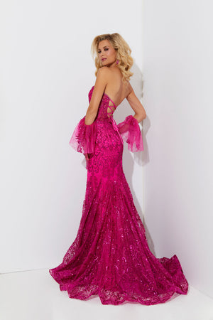 Jasz Couture 7521 prom dress images.  Jasz Couture 7521 is available in these colors: Black Multi, Emerald,Fuchsia, Lilac.