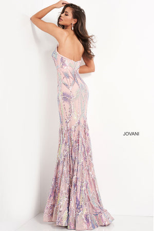Jovani 05100 prom dress images.  Jovani 05100 is available in these colors: Black Multi, Light Blue, Navy, Pink.