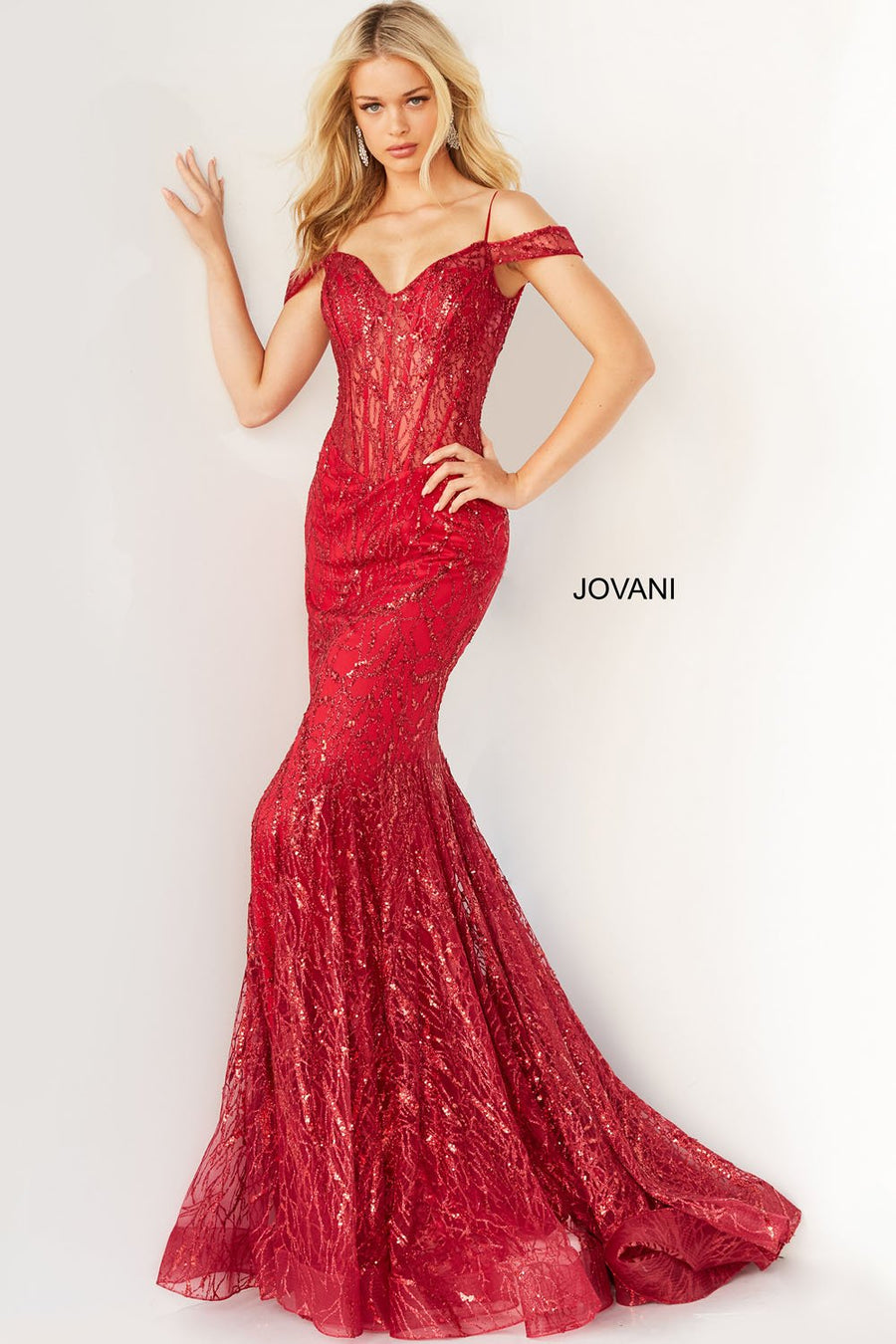 Jovani 05838 Red prom dresses images.