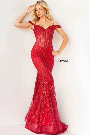 Jovani 05838 Red prom dresses images.