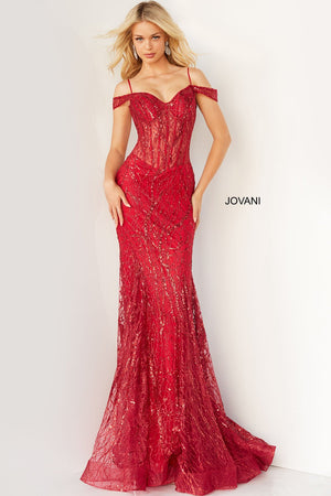Jovani 05838 Red prom dresses images.