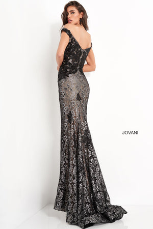 Jovani 06437 prom dress images.  Jovani 06437 is available in these colors: Navy Silver, Black Silver, Turquoise Silver.