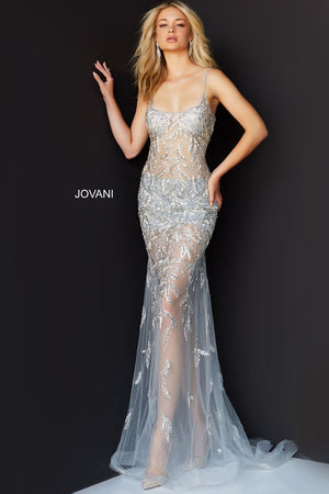 Jovani 06665 Silver prom dresses images.
