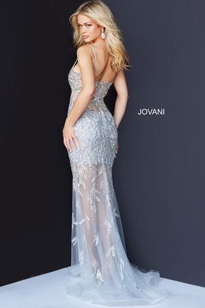 Jovani 06665 Silver prom dresses images.