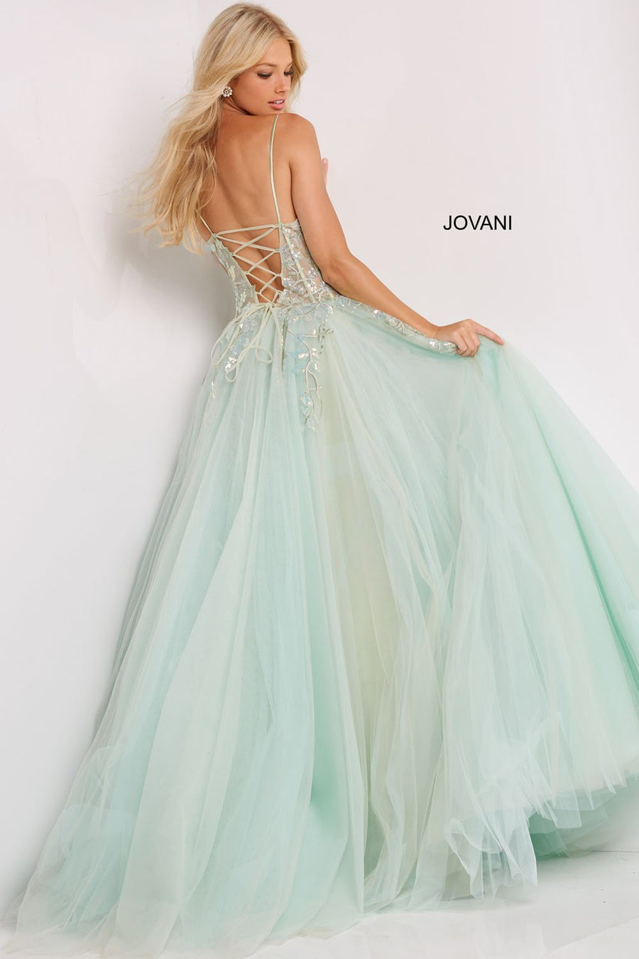 Jovani 06816 prom dress images.  Jovani style 06816 is available in these colors: Mint, Lilac.