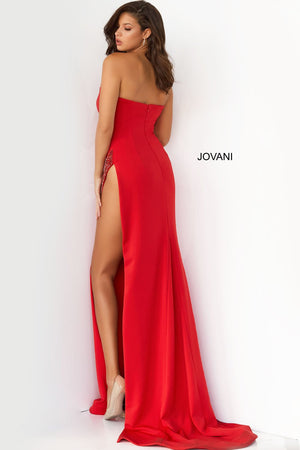 Jovani 07138 prom dress images.  Jovani style 07138 is available in these colors: Red, Black, Yellow, Turquoise,White.