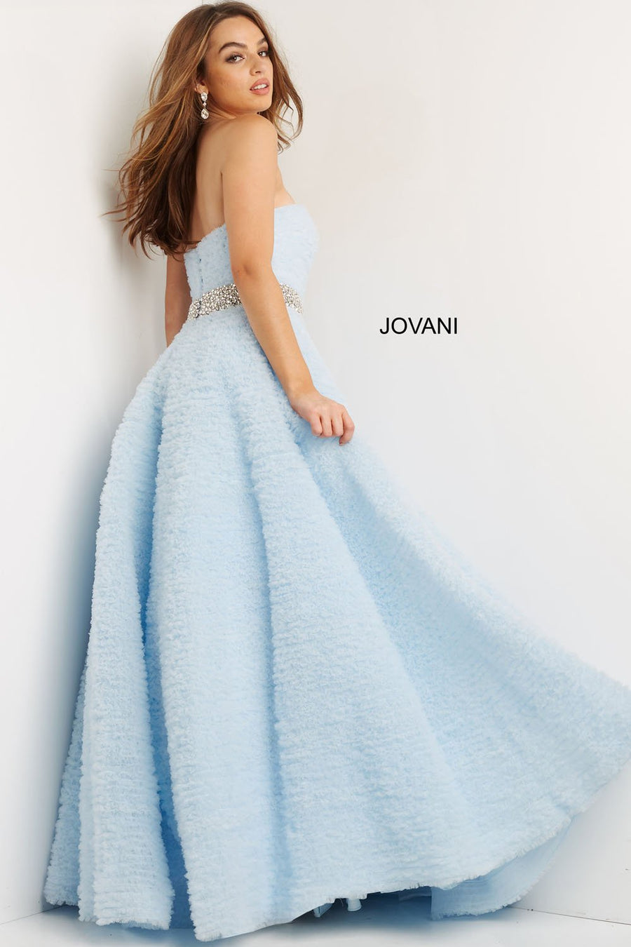 Jovani 07145 prom dress images.  Jovani style 07145 is available in these colors: Light Blue, Blush, Lilac, White.