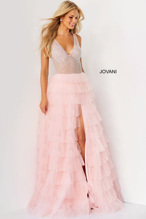 Jovani 07235 prom dress images.  Jovani style 07235 is available in these colors: Blush, Light Blue, Lilac, White.