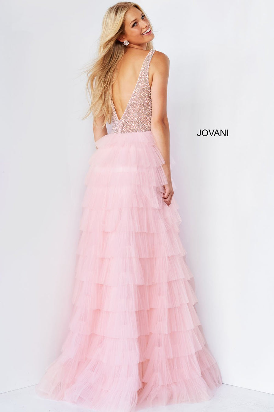 Jovani 07235 prom dress images.  Jovani style 07235 is available in these colors: Blush, Light Blue, Lilac, White.