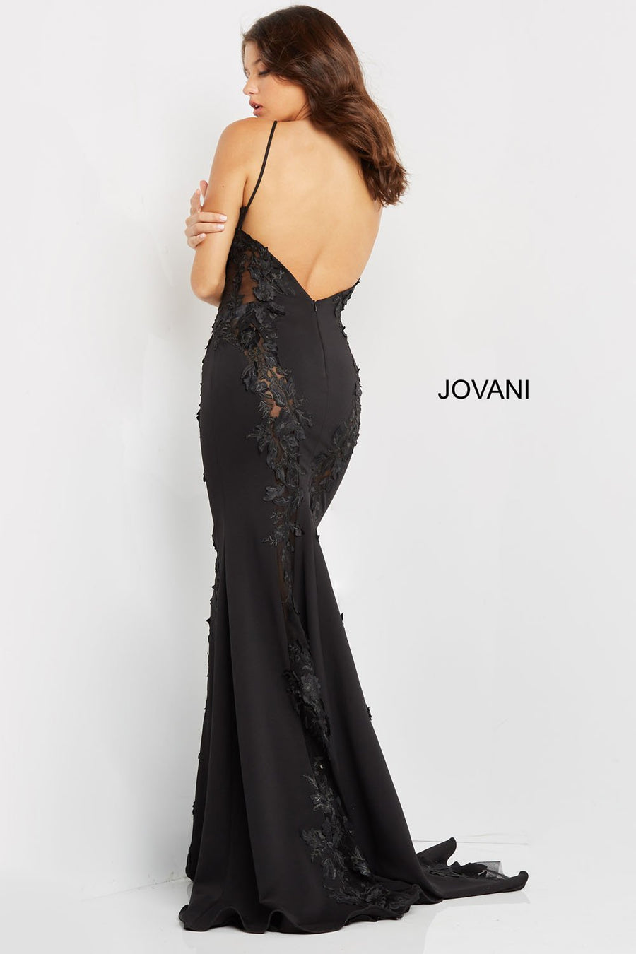 Jovani 07296 prom dress images.  Jovani style 07296 is available in these colors: Black, Ivory, Orange, Perriwinkle.