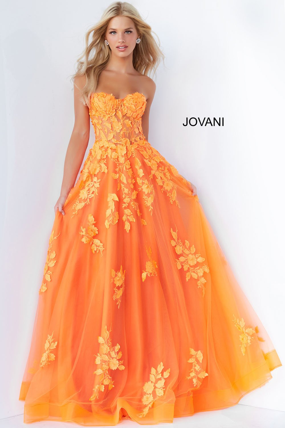 Sweetheart Neck Orange Lace Prom Dresses Long, Orange Floral Lace Form –  jbydress