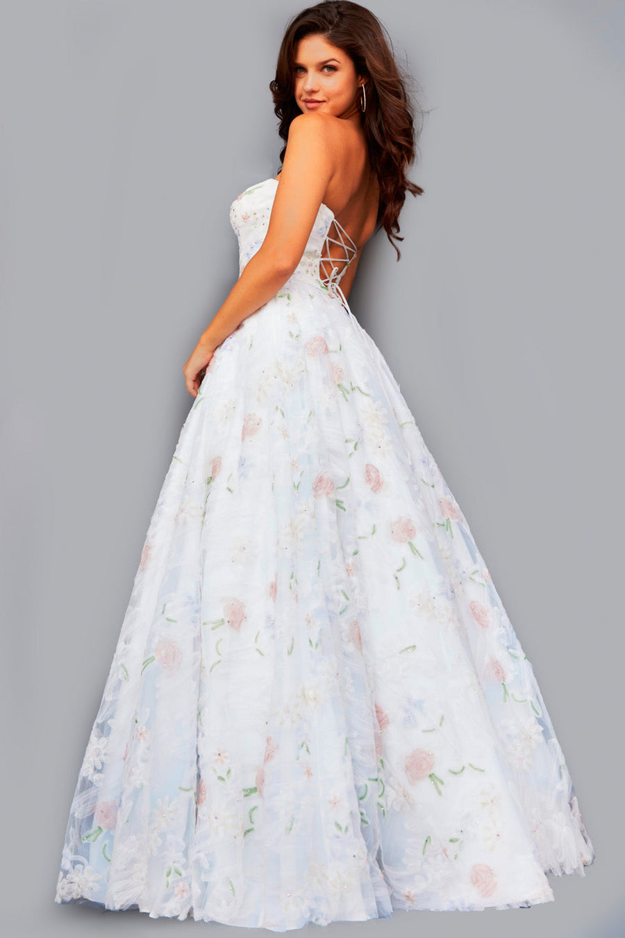 Jovani 07966 Off White Multi prom dress images.  Jovani style 07966 is available in these colors: Off White Multi.