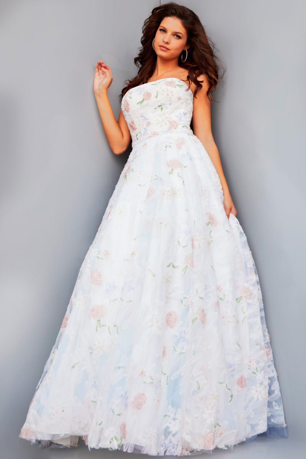 Jovani 07966 Off White Multi prom dress images.  Jovani style 07966 is available in these colors: Off White Multi.