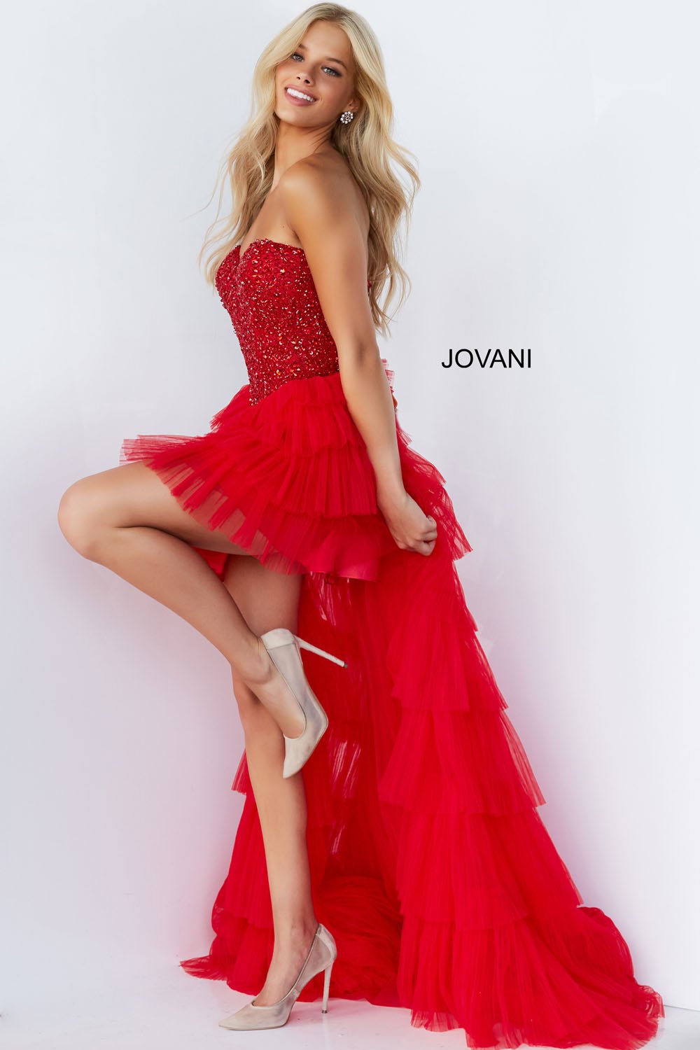 Jovani 08100 Red prom dresses images.