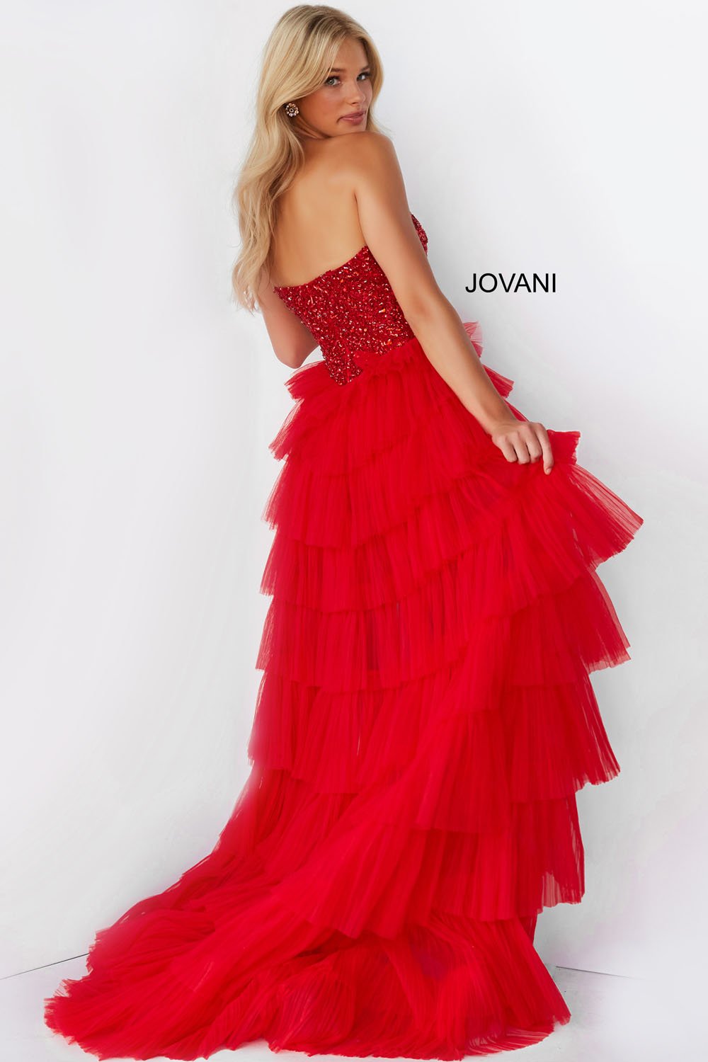 Jovani 08100 Red prom dresses images.